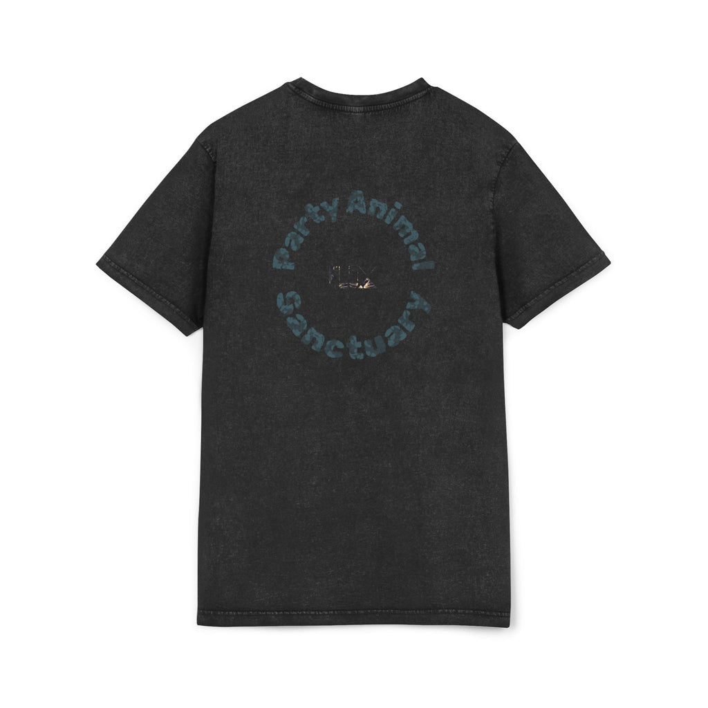 Black Panther Acid-Wash Tee - Yellow Eyes Graphic, 'Party Animal Sanctuary' Backprint