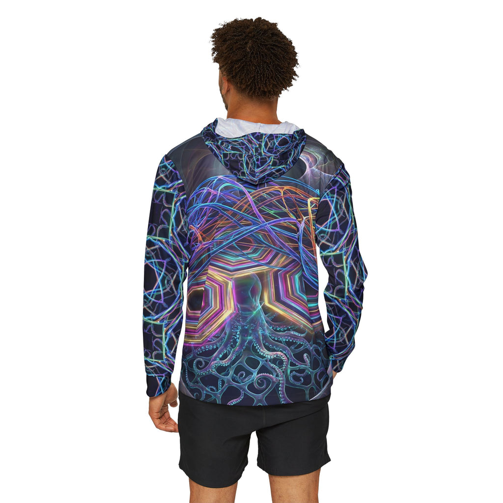 Psychedelic Geometric Hoodie — Neon Fractal All-Over Print Warmup Hoodie