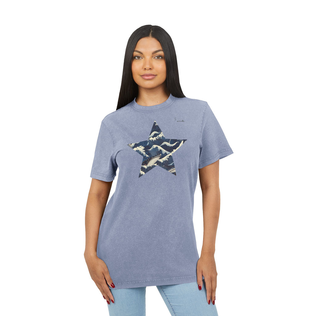 Acid-Wash Star Tee: Whale — 'Party Animal Sanctuary' Graphic Crewneck