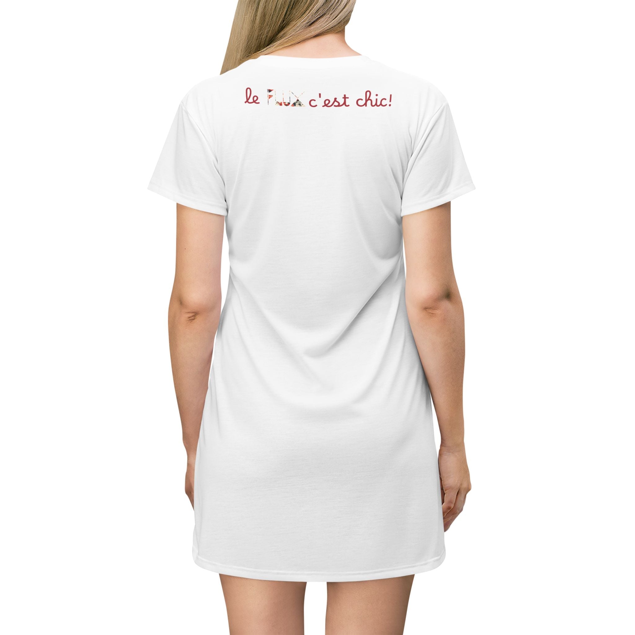 T-Shirt Dress — 'Fluxing Me Softly' Graphic T-Shirt Dress with Ripped Lip Design (Le Flux c'est chic)