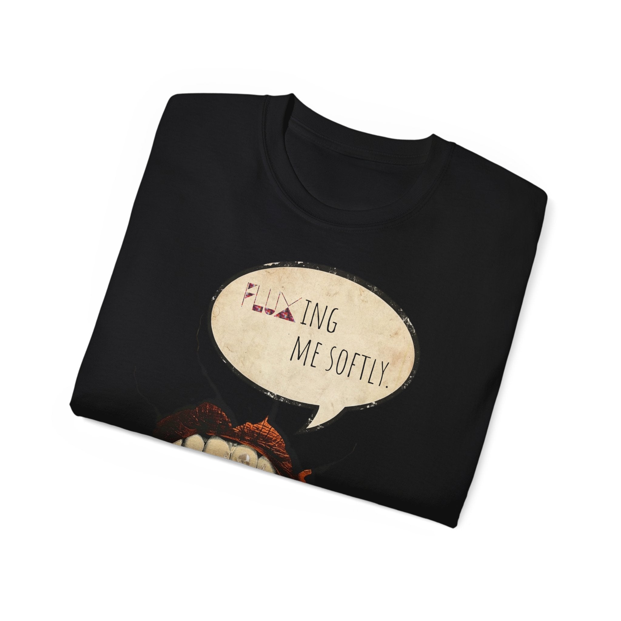 Graphic Tee — 'Fluxing Me Softly' Lip Art T-Shirt (Fluxification Back Print)