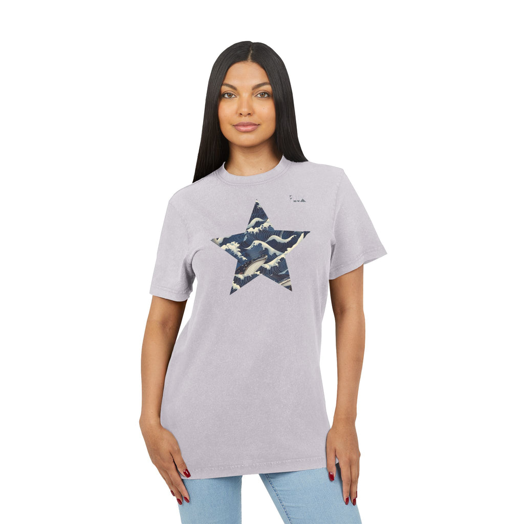 Acid-Wash Star Tee: Whale — 'Party Animal Sanctuary' Graphic Crewneck