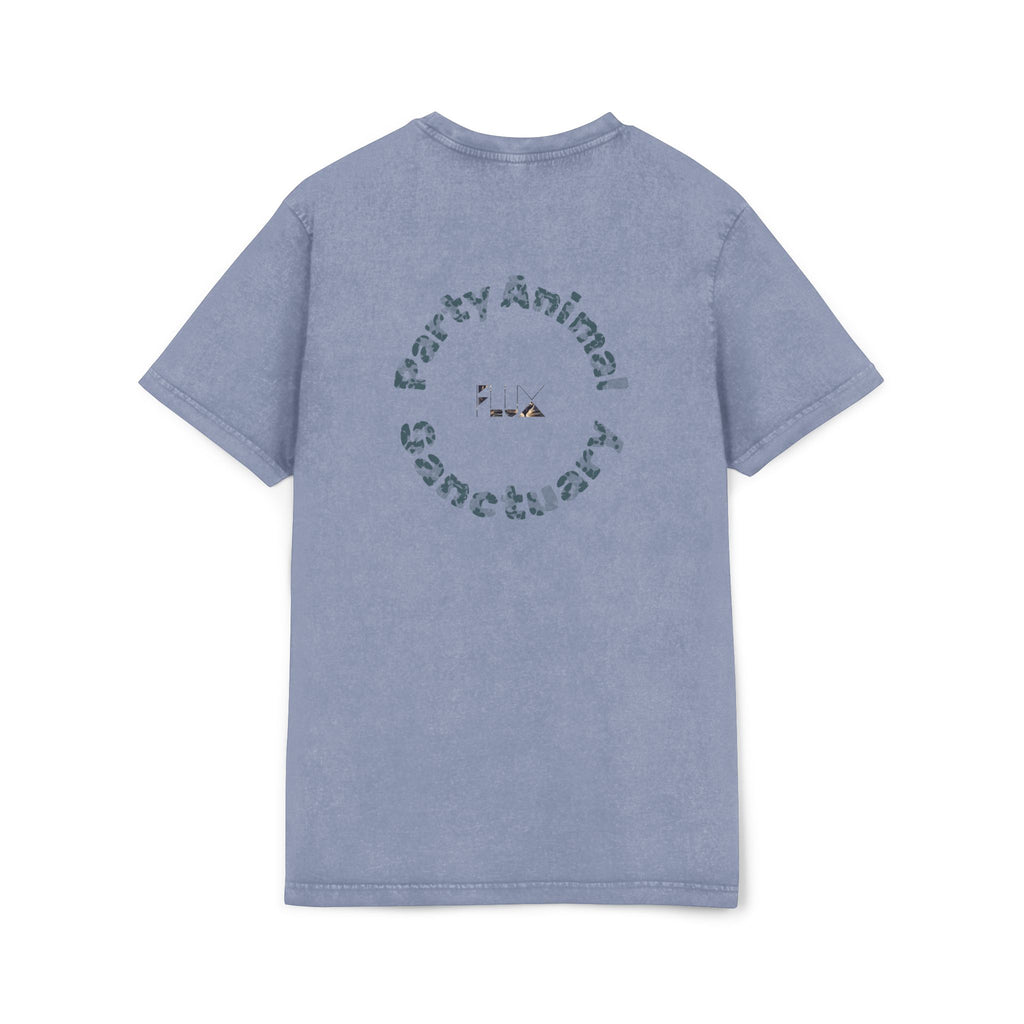 Black Panther Acid-Wash Tee - Yellow Eyes Graphic, 'Party Animal Sanctuary' Backprint