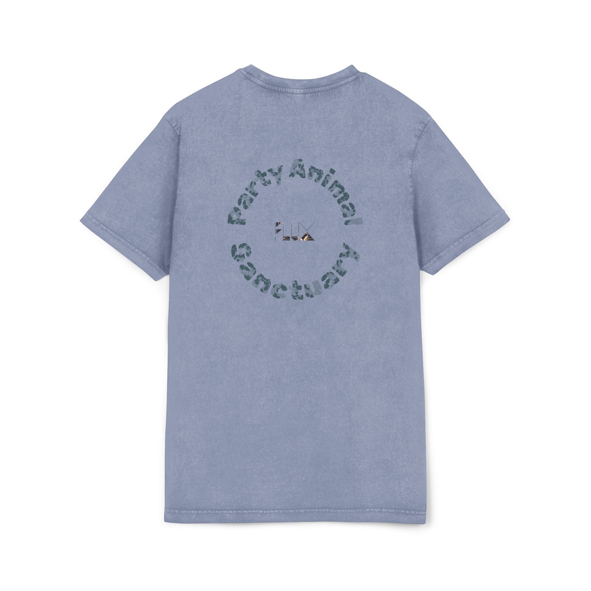 Black Panther Acid-Wash Tee - Yellow Eyes Graphic, 'Party Animal Sanctuary' Backprint