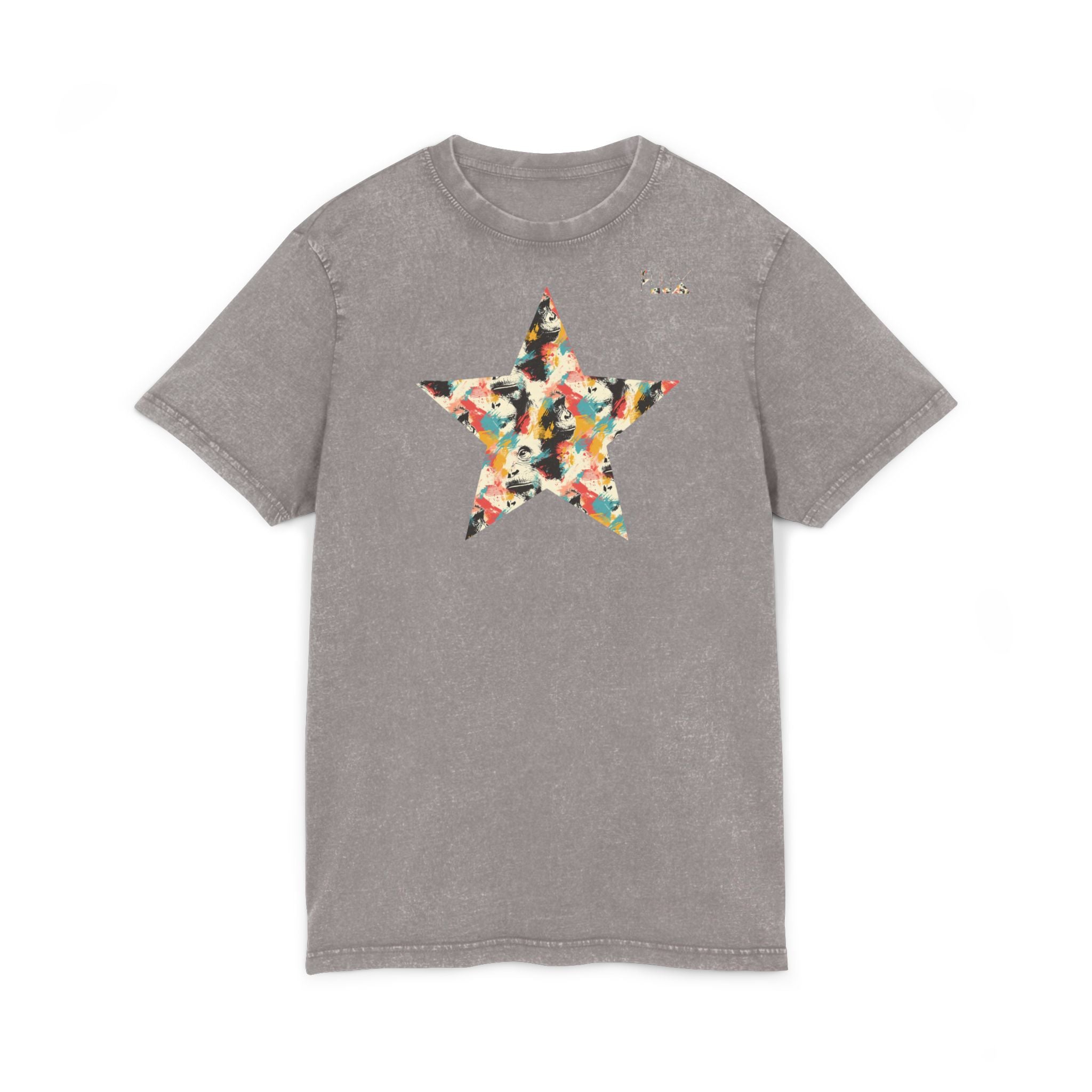 Acid Wash Star Tee — 'Party Animal Sanctuary' Graphic Cotton T-Shirt
