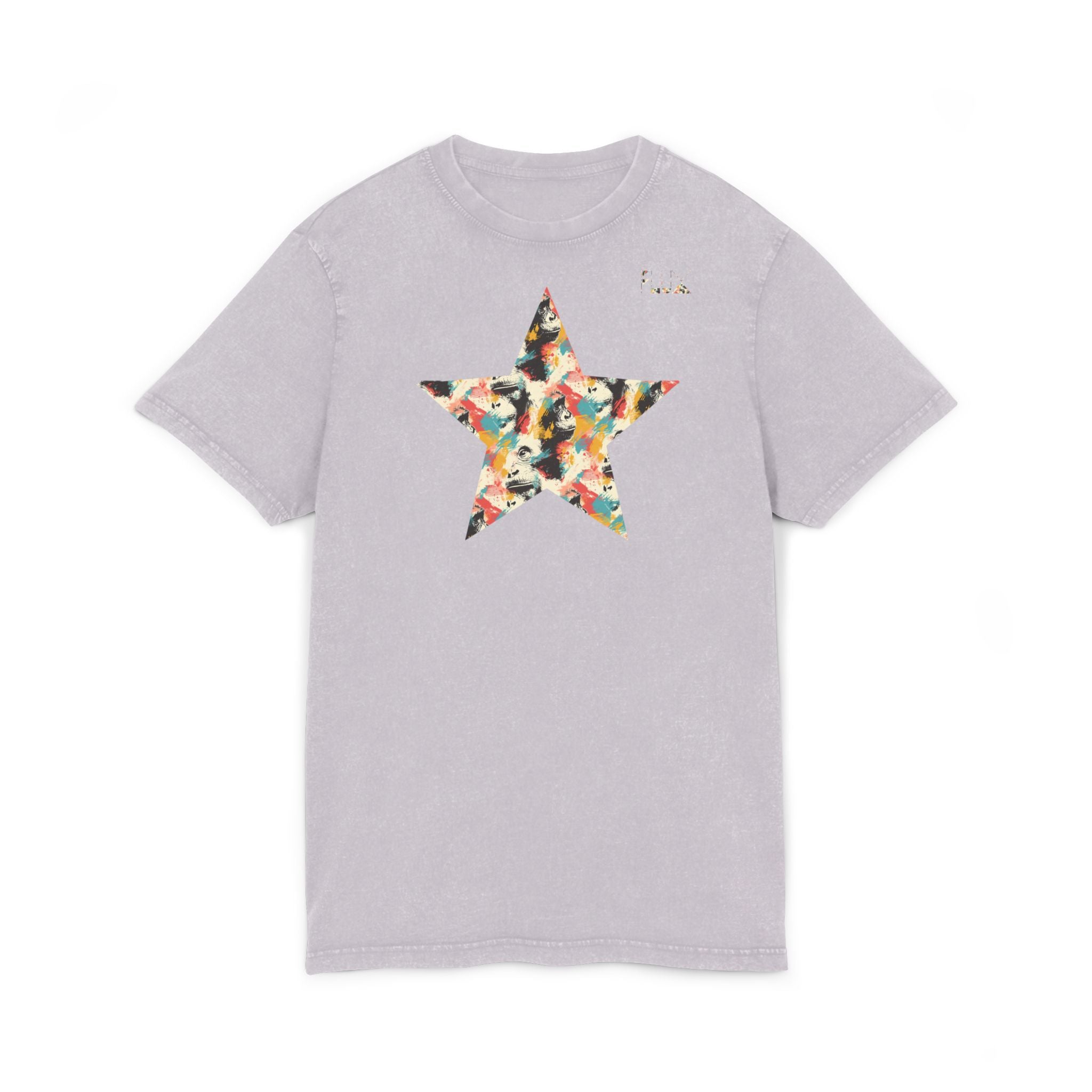 Acid Wash Star Tee — 'Party Animal Sanctuary' Graphic Cotton T-Shirt