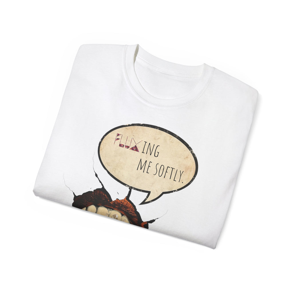 Graphic Tee — 'Fluxing Me Softly' Lip Art T-Shirt (Fluxification Back Print)