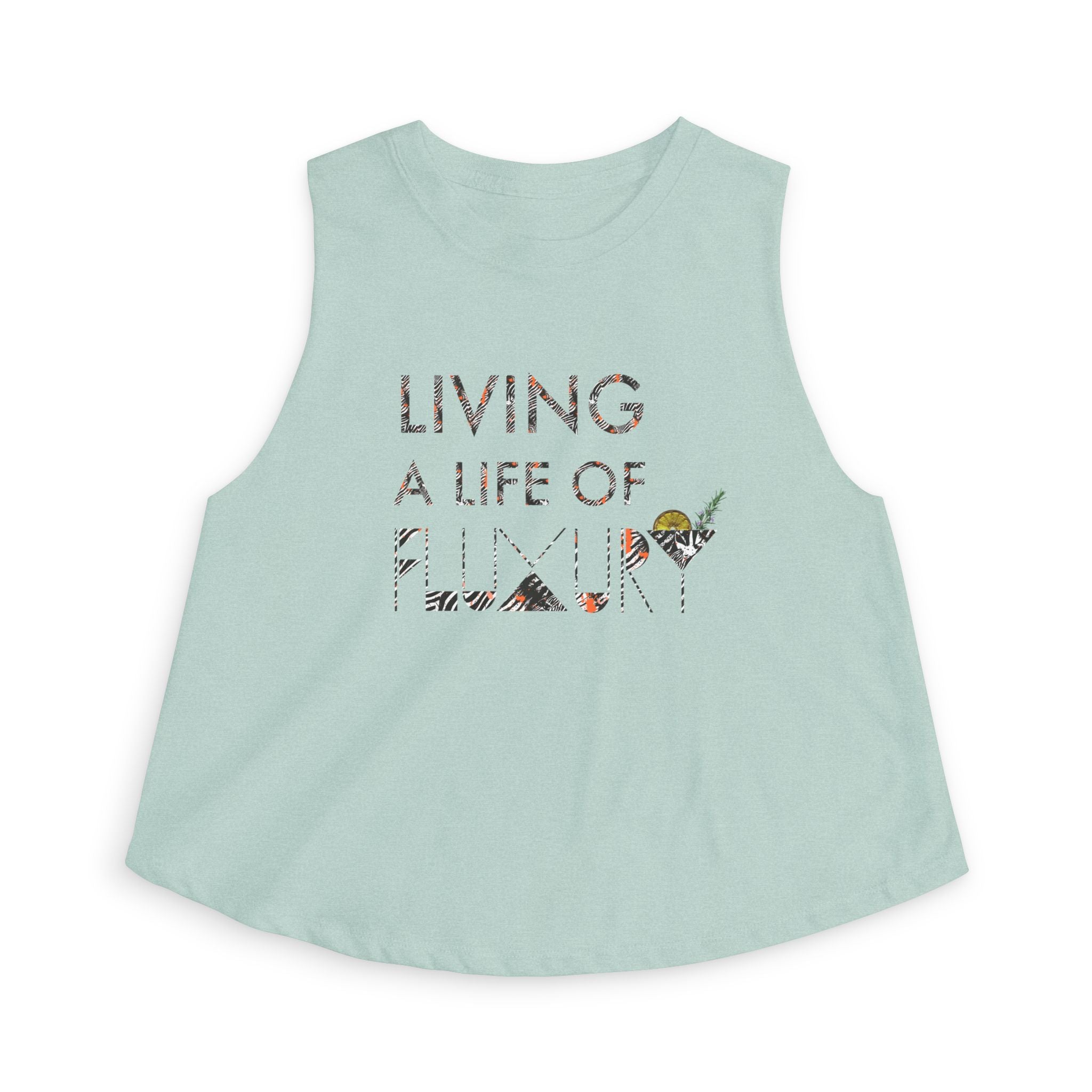 Crop Top — "Living a Life of Luxury" Botanical Zebra Graphic