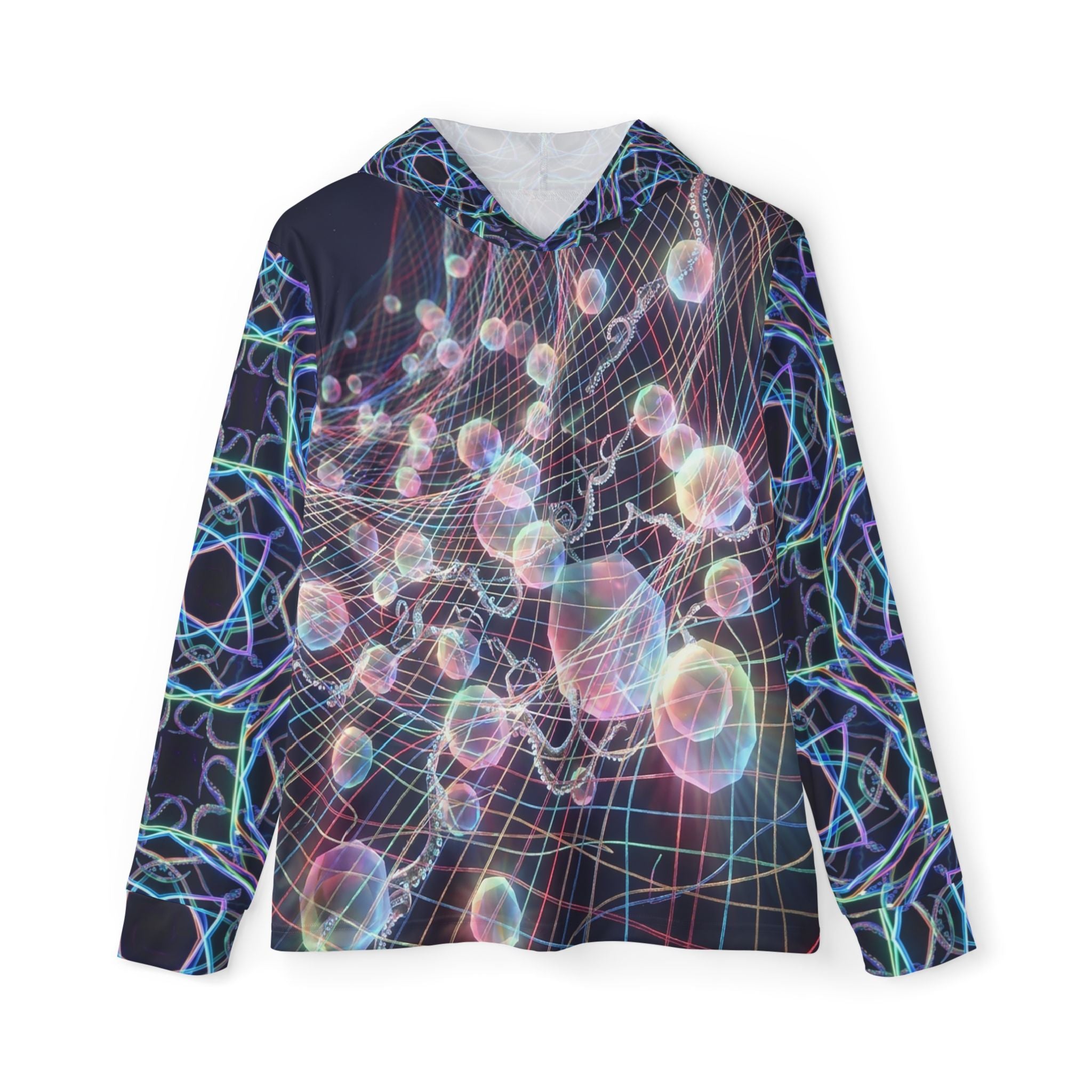Psychedelic Geometric Hoodie — Men’s All-Over Neon Warmup Hoodie