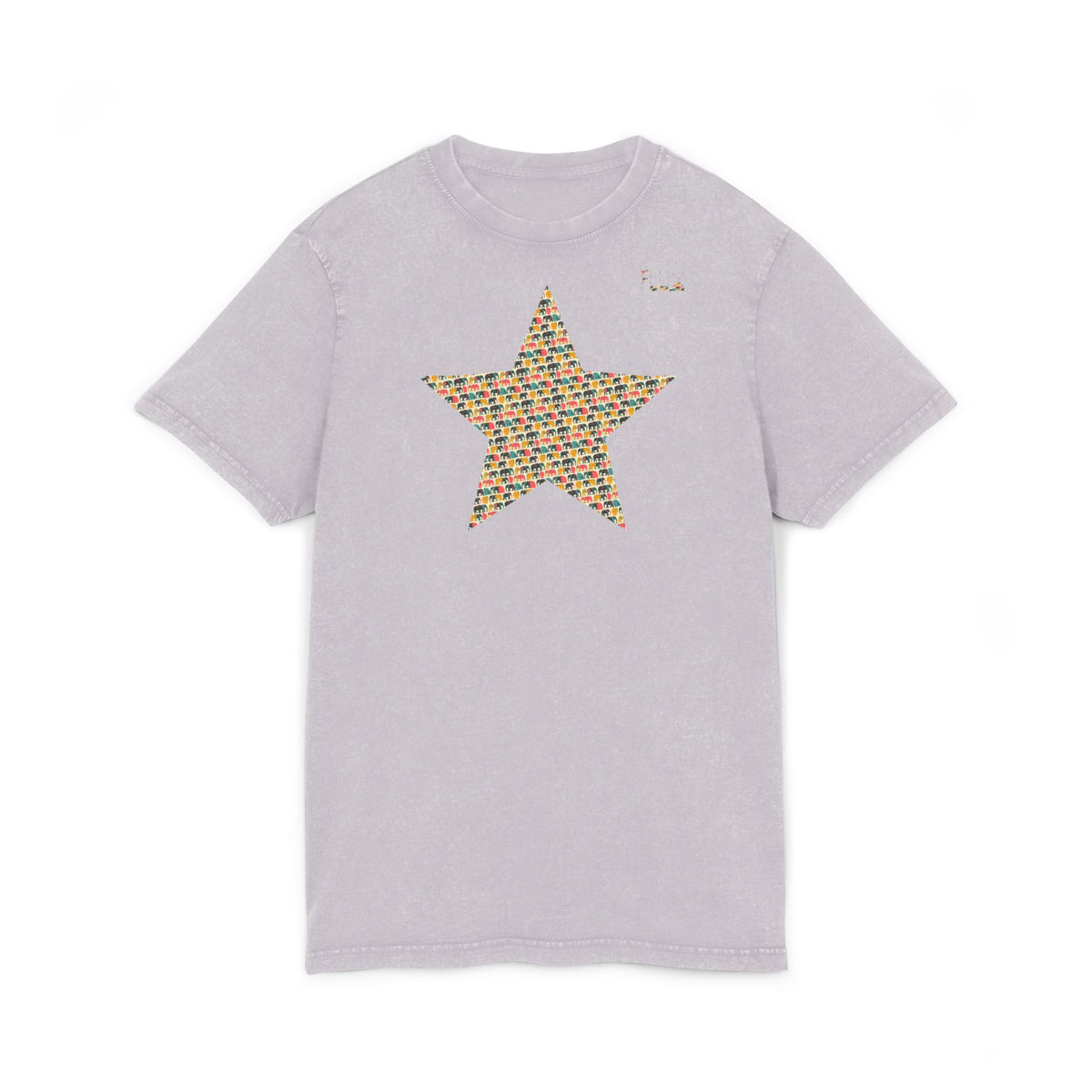 Acid Wash Star Tee : elephant— Vintage Black Graphic T‑Shirt (Party Animal Sanctuary Back Print)