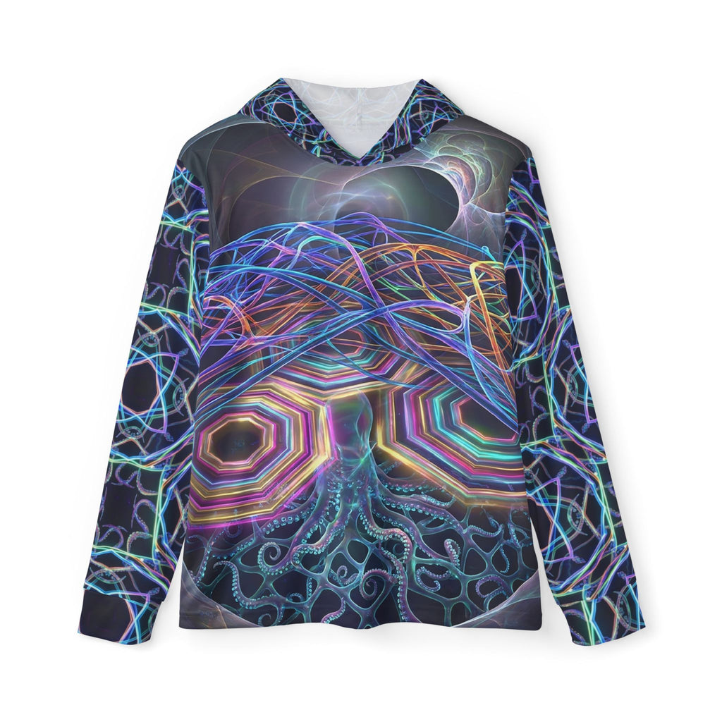 Psychedelic Geometric Hoodie — Neon Fractal All-Over Print Warmup Hoodie