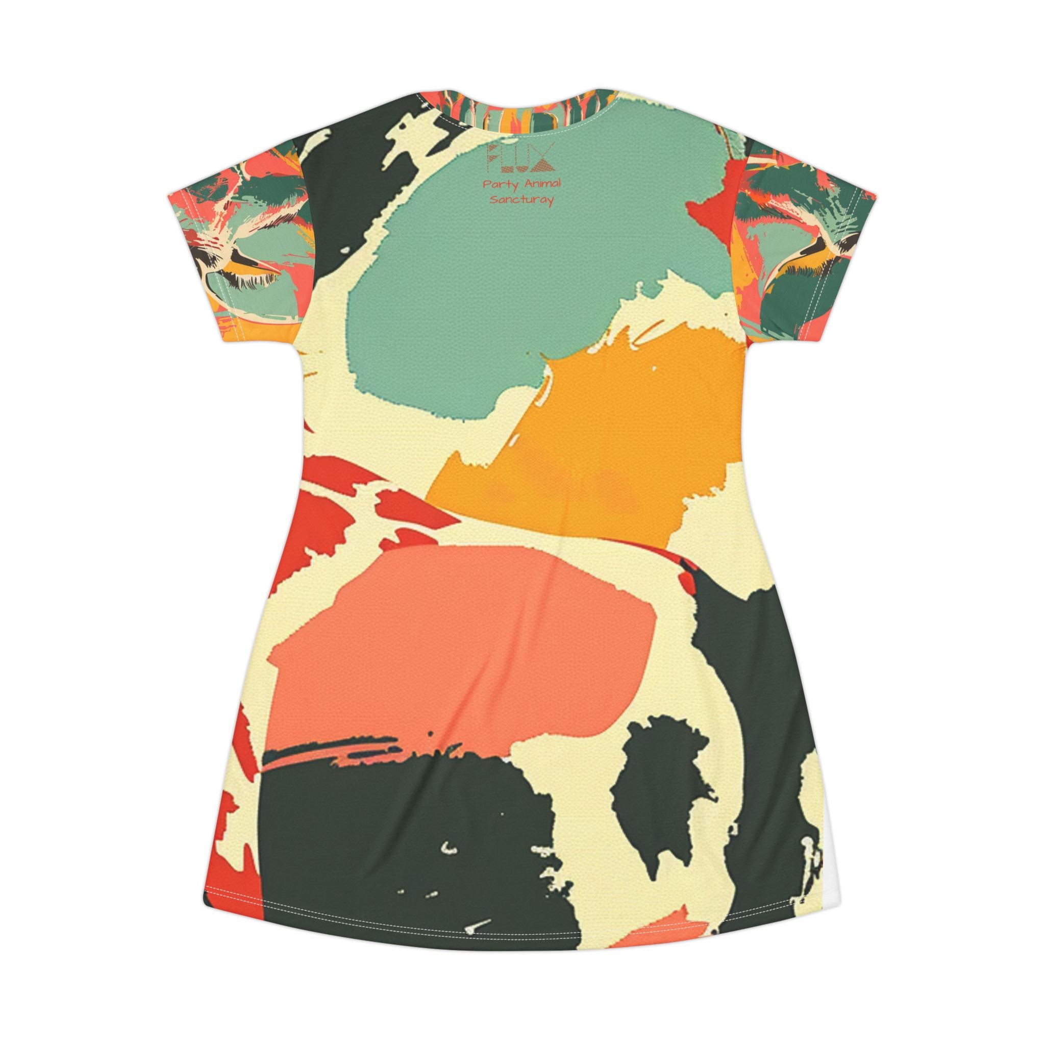 Giraffe Abstract Print T‑Shirt Dress — Colorful Safari AOP Mini Dress