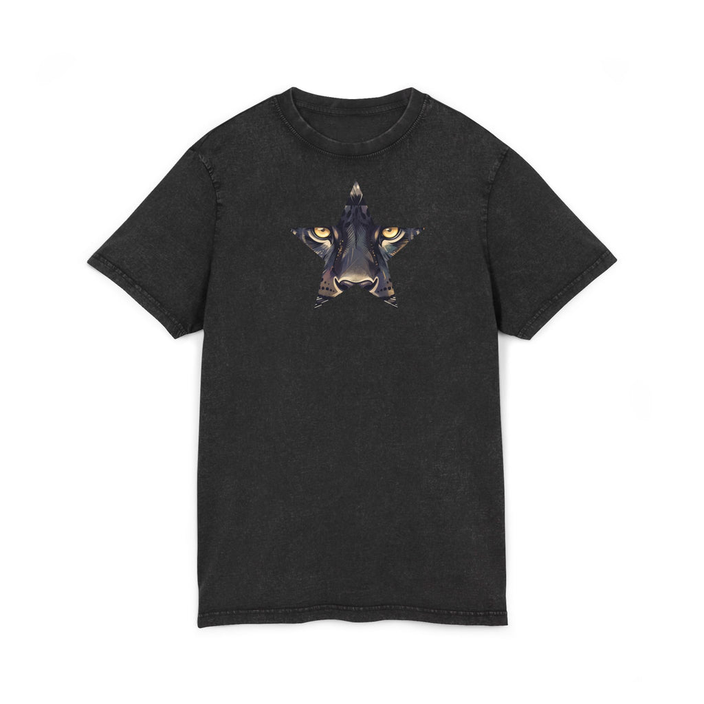 Black Panther Acid-Wash Tee - Yellow Eyes Graphic, 'Party Animal Sanctuary' Backprint
