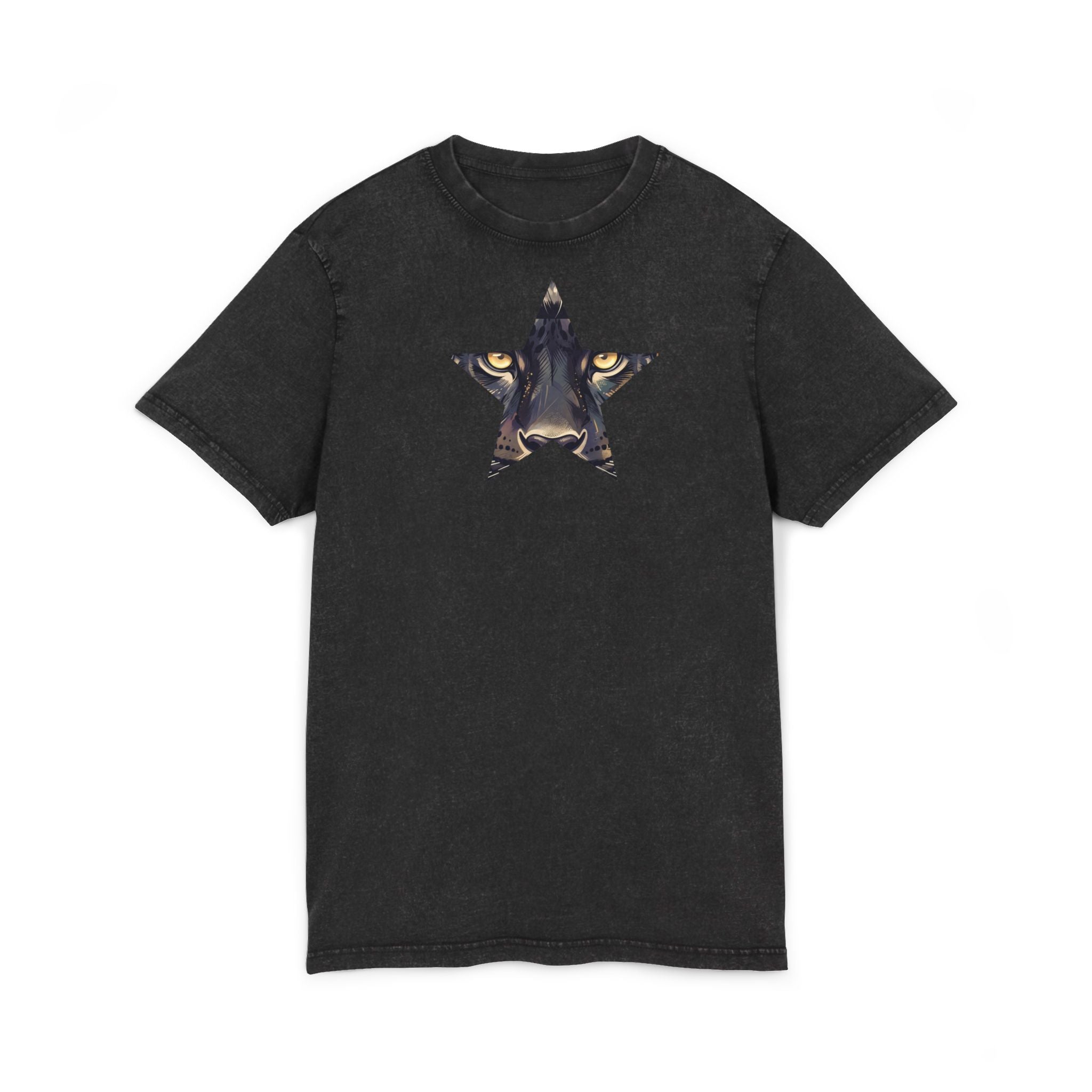 Black Panther Acid-Wash Tee - Yellow Eyes Graphic, 'Party Animal Sanctuary' Backprint