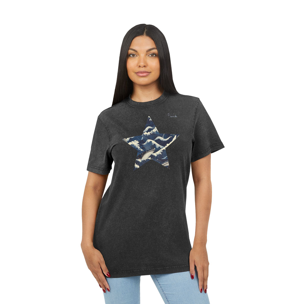 Acid-Wash Star Tee: Whale — 'Party Animal Sanctuary' Graphic Crewneck