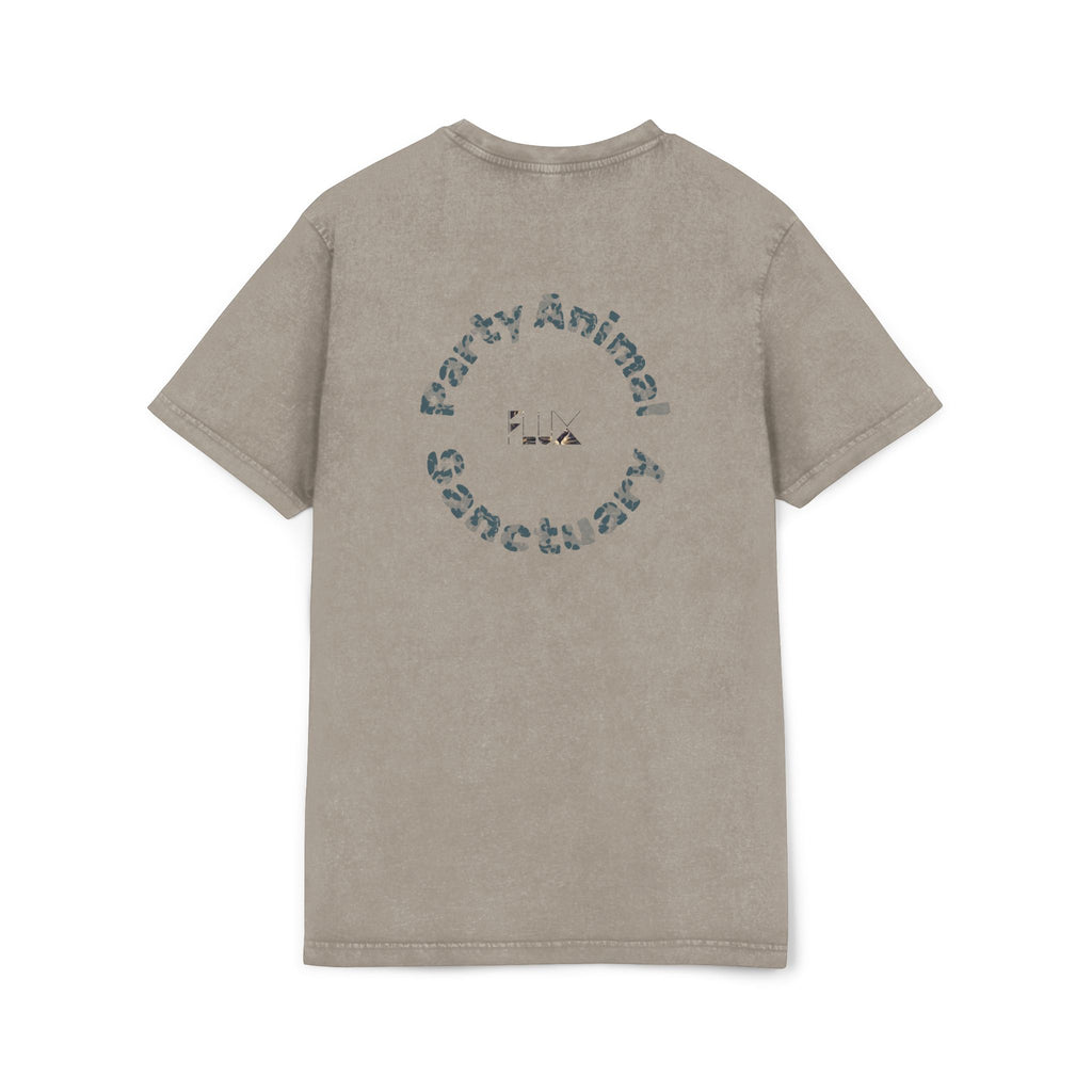 Black Panther Acid-Wash Tee - Yellow Eyes Graphic, 'Party Animal Sanctuary' Backprint