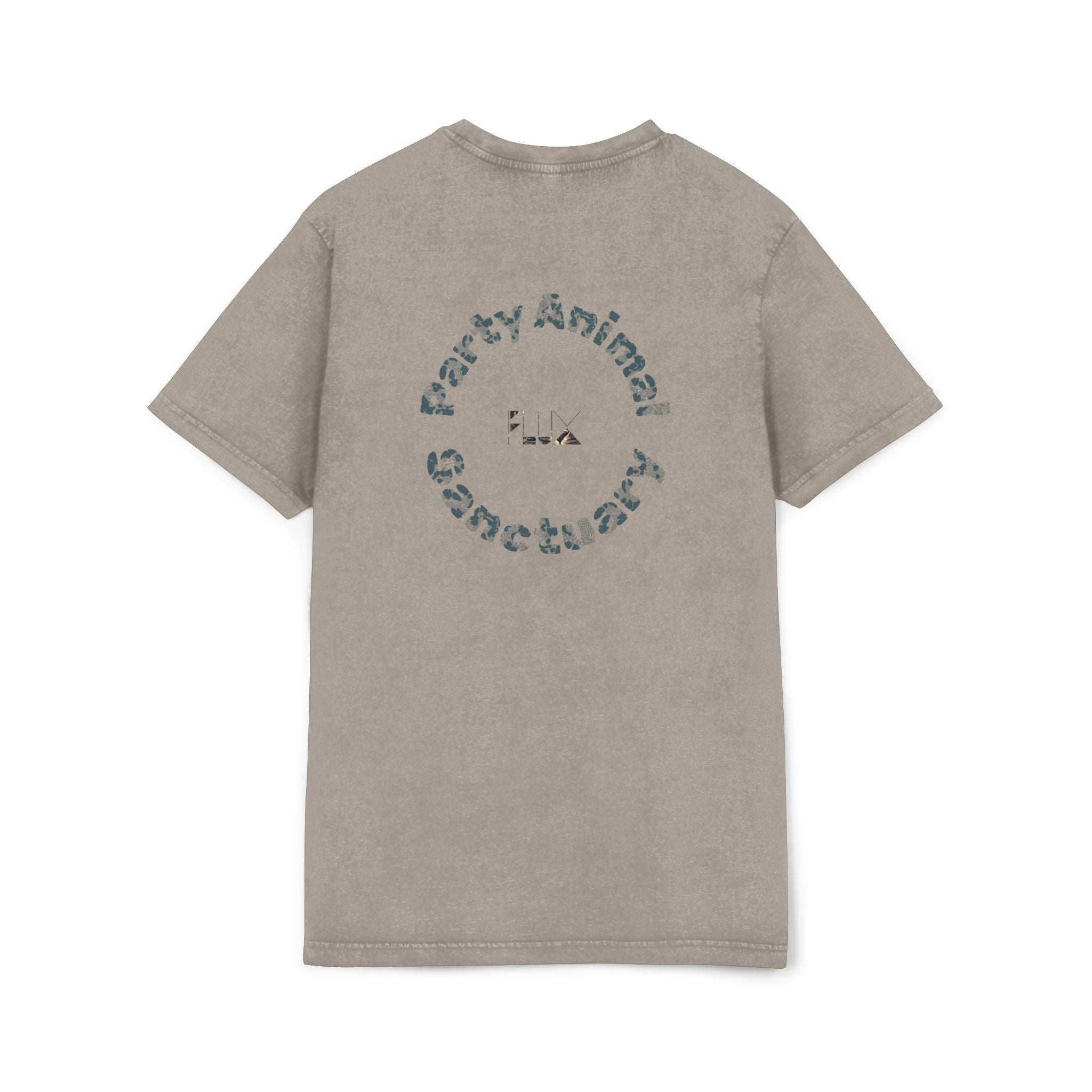 Black Panther Acid-Wash Tee - Yellow Eyes Graphic, 'Party Animal Sanctuary' Backprint