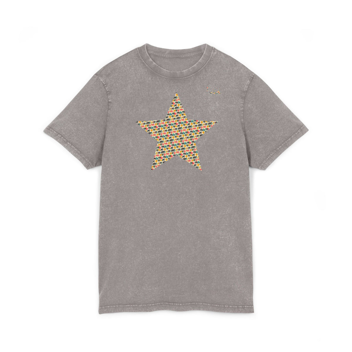 Acid Wash Star Tee : elephant— Vintage Black Graphic T‑Shirt (Party Animal Sanctuary Back Print)