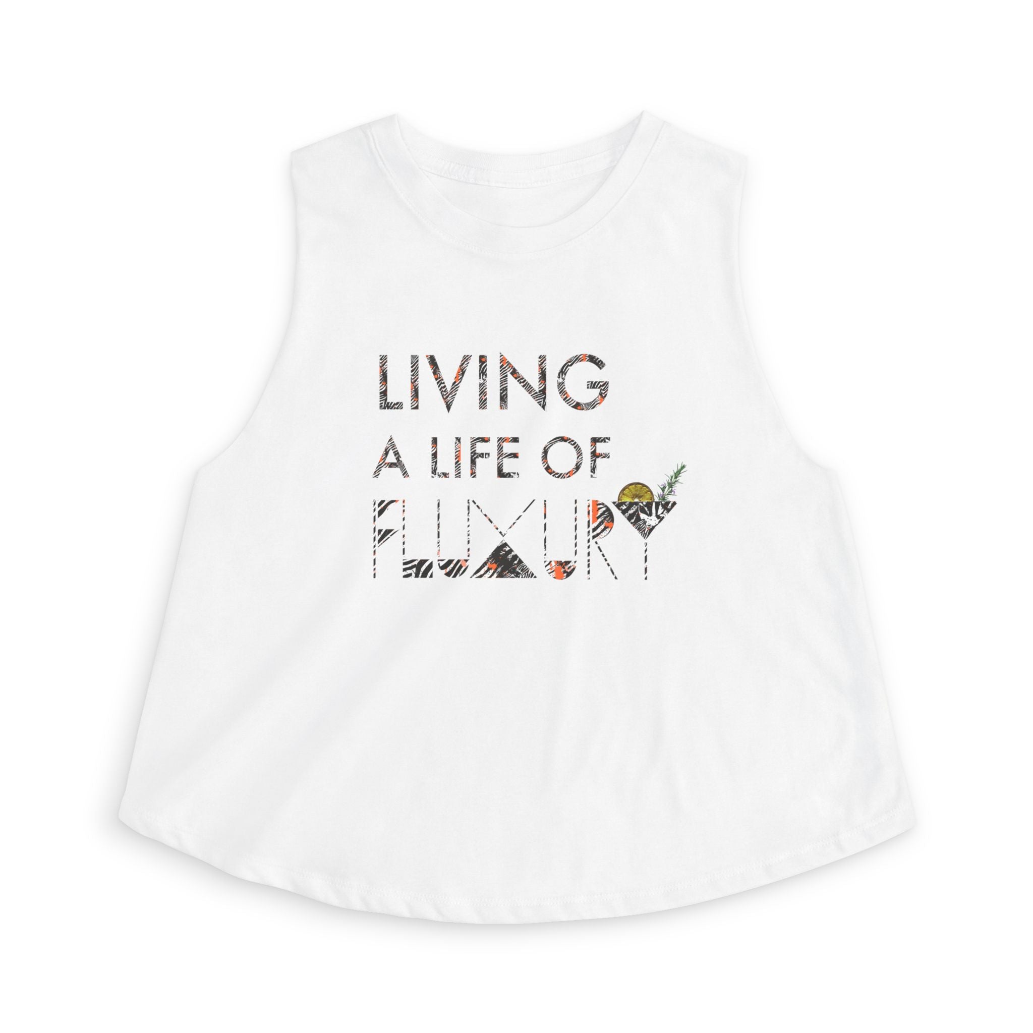 Crop Top — "Living a Life of Luxury" Botanical Zebra Graphic