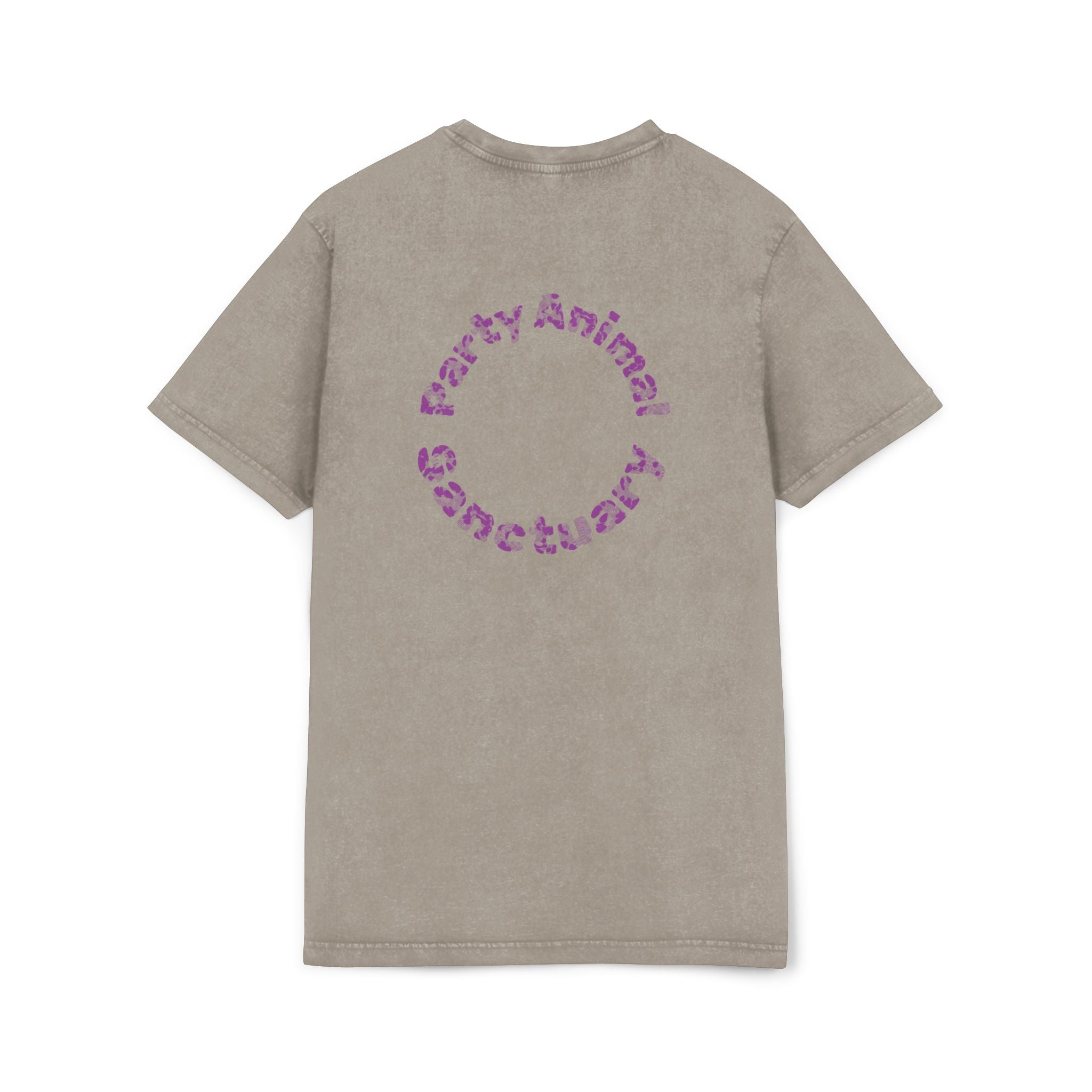 Black Panther Acid-Wash Tee - Yellow Eyes Graphic, 'Party Animal Sanctuary' Backprint