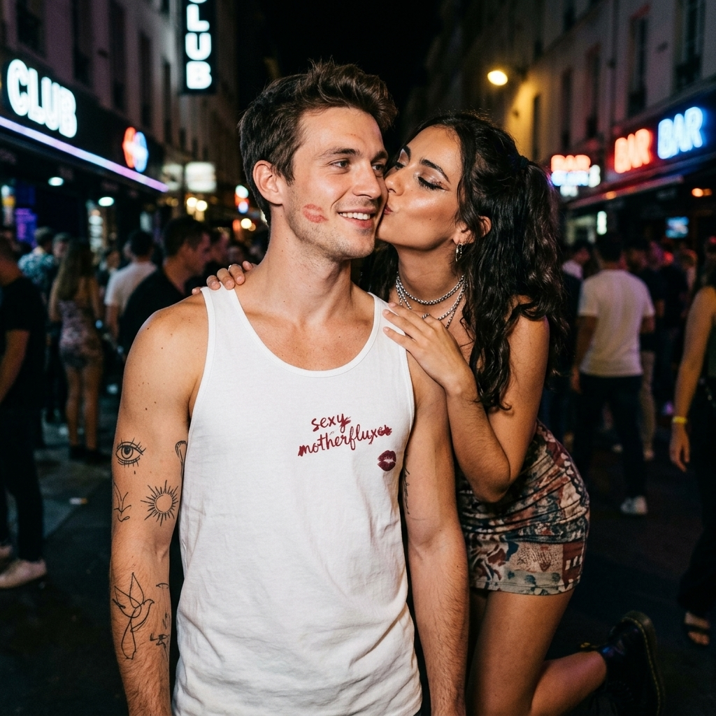 Tank Top — "Sexy Motherfluxer" Kiss Graphic French Chic