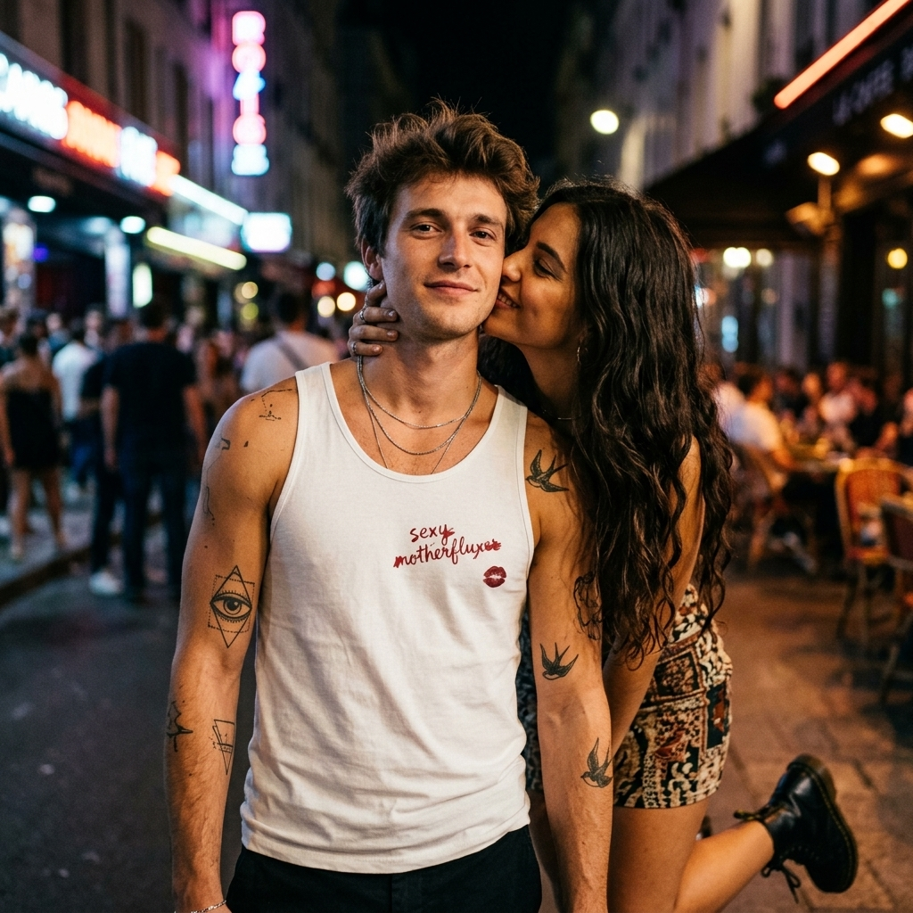 Tank Top — "Sexy Motherfluxer" Kiss Graphic French Chic