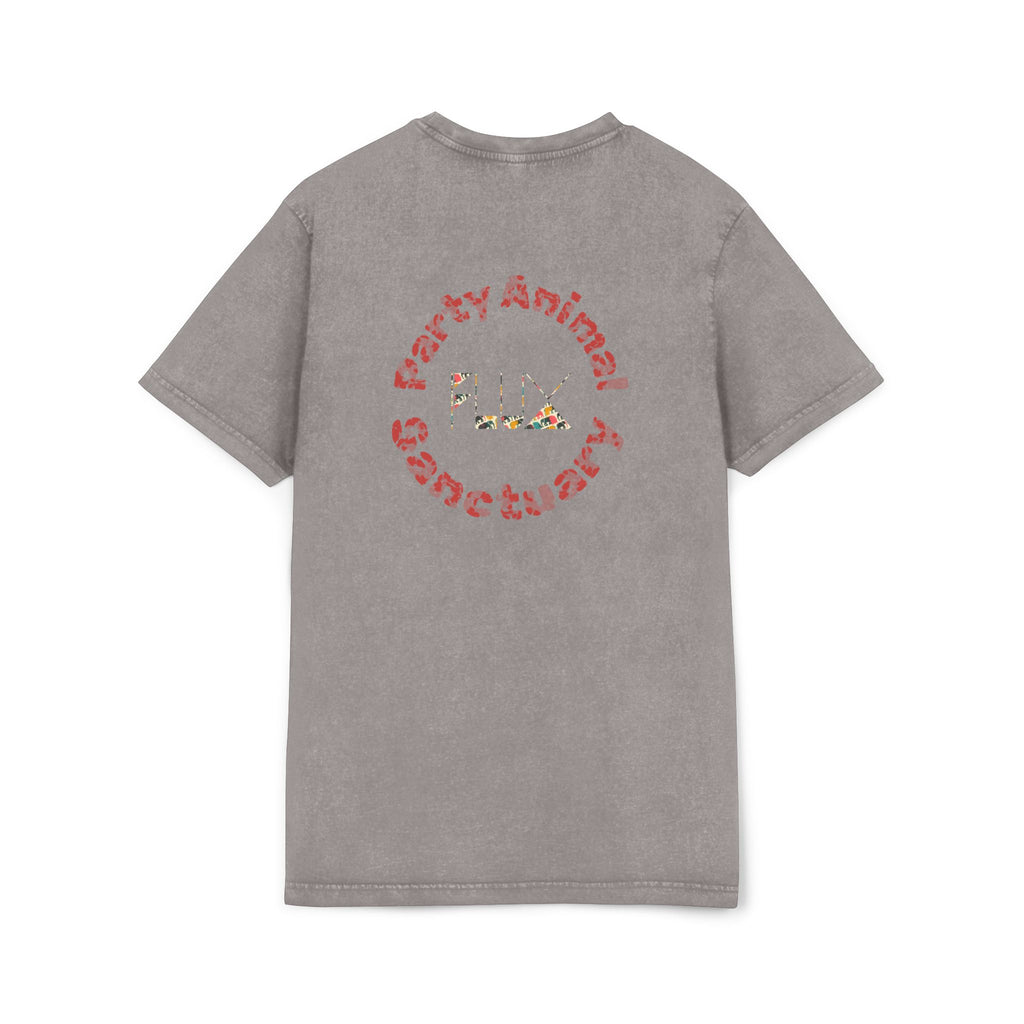 Acid Wash Star Tee : elephant— Vintage Black Graphic T‑Shirt (Party Animal Sanctuary Back Print)