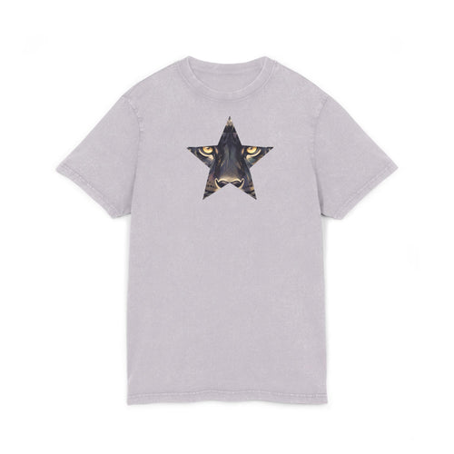 Black Panther Acid-Wash Tee - Yellow Eyes Graphic, 'Party Animal Sanctuary' Backprint