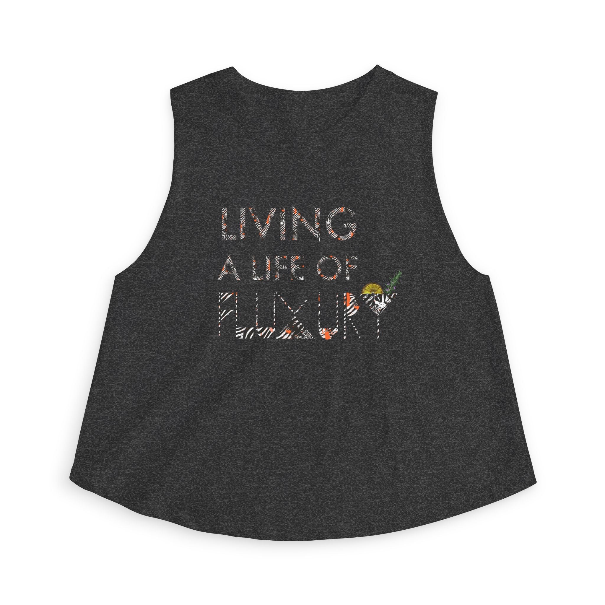 Crop Top — "Living a Life of Luxury" Botanical Zebra Graphic