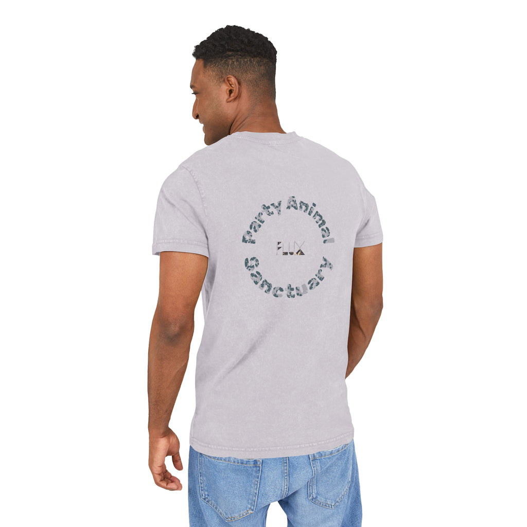 Black Panther Acid-Wash Tee - Yellow Eyes Graphic, 'Party Animal Sanctuary' Backprint