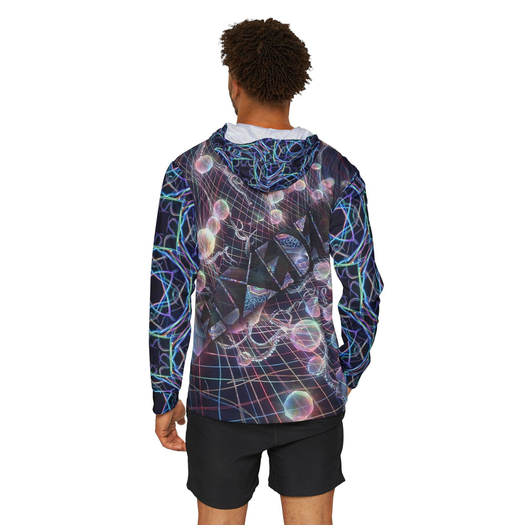 Psychedelic Geometric Hoodie — Men’s All-Over Neon Warmup Hoodie