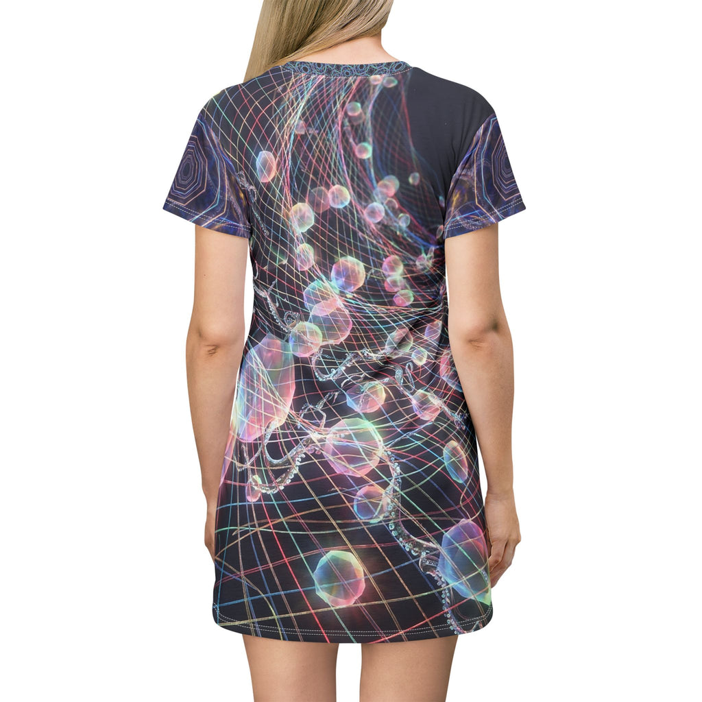 FLUXEDELIC COLLECTION - Psychedelic Bubble Grid T-Shirt Dress