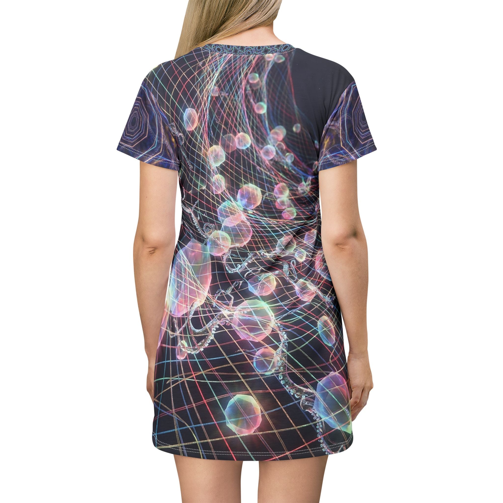 FLUXEDELIC COLLECTION - Psychedelic Bubble Grid T-Shirt Dress