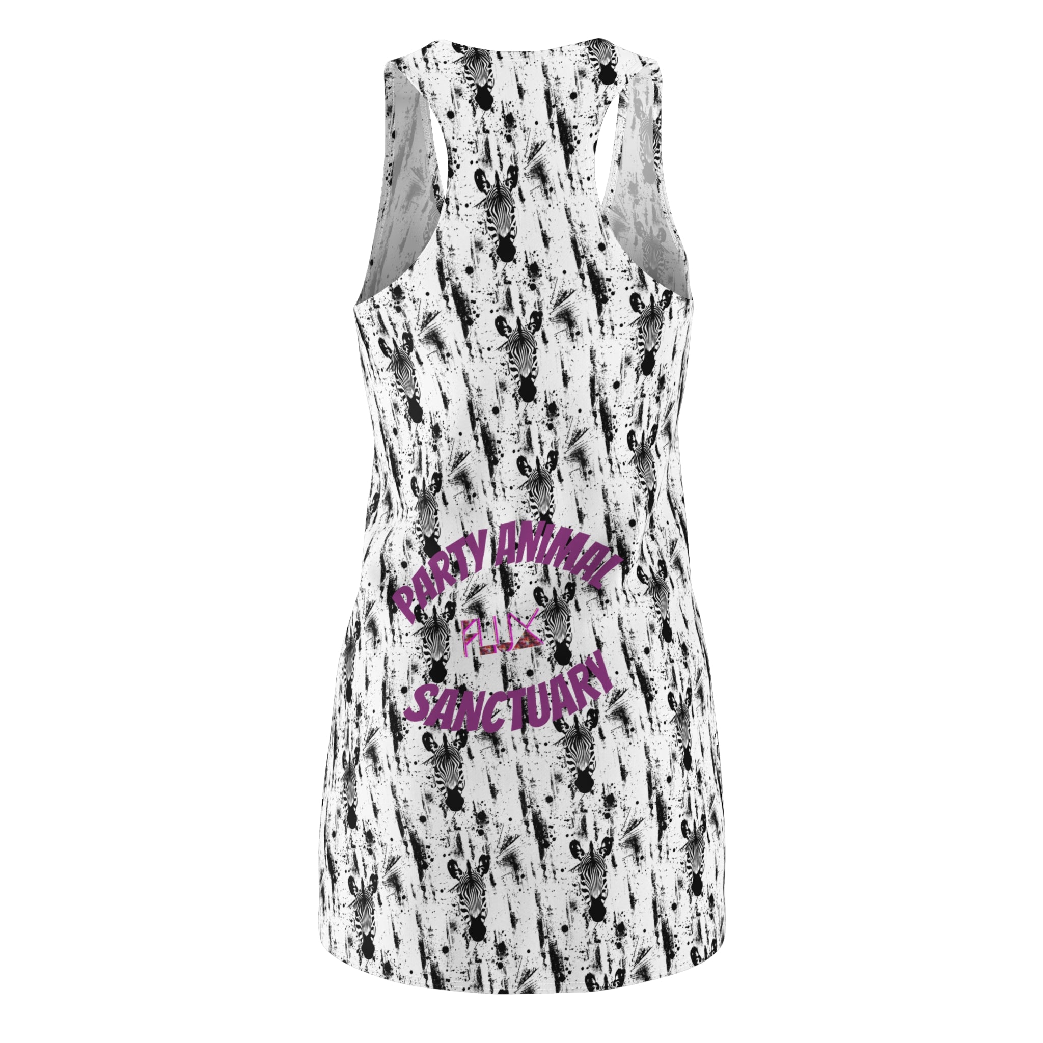 PARTY ANIMAL COLLECTION - Zebra Paint-Splash Racerback Dress