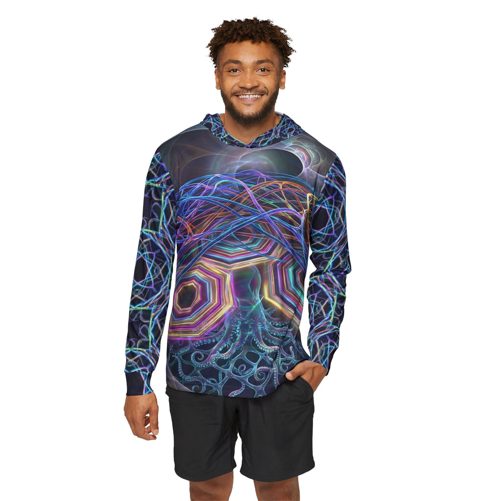 Psychedelic Geometric Hoodie — Neon Fractal All-Over Print Warmup Hoodie