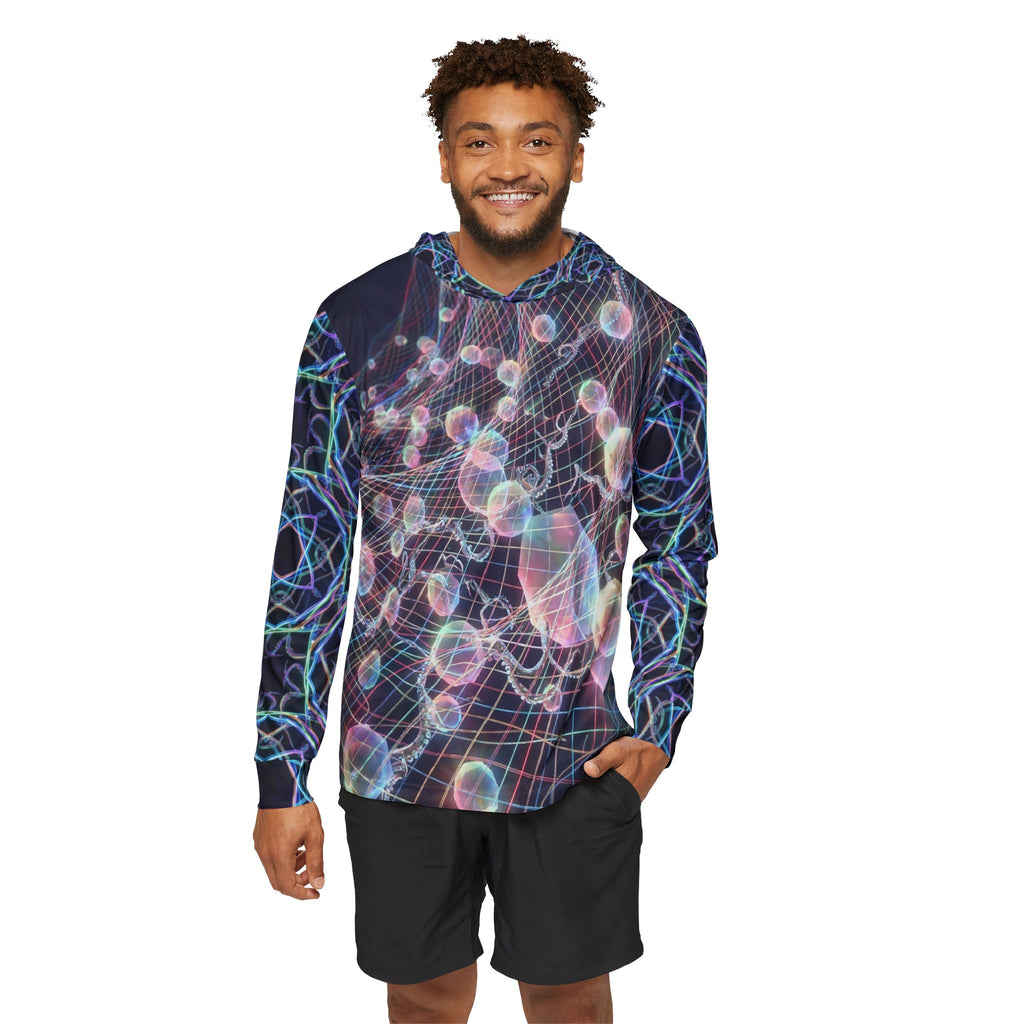 Psychedelic Geometric Hoodie — Men’s All-Over Neon Warmup Hoodie