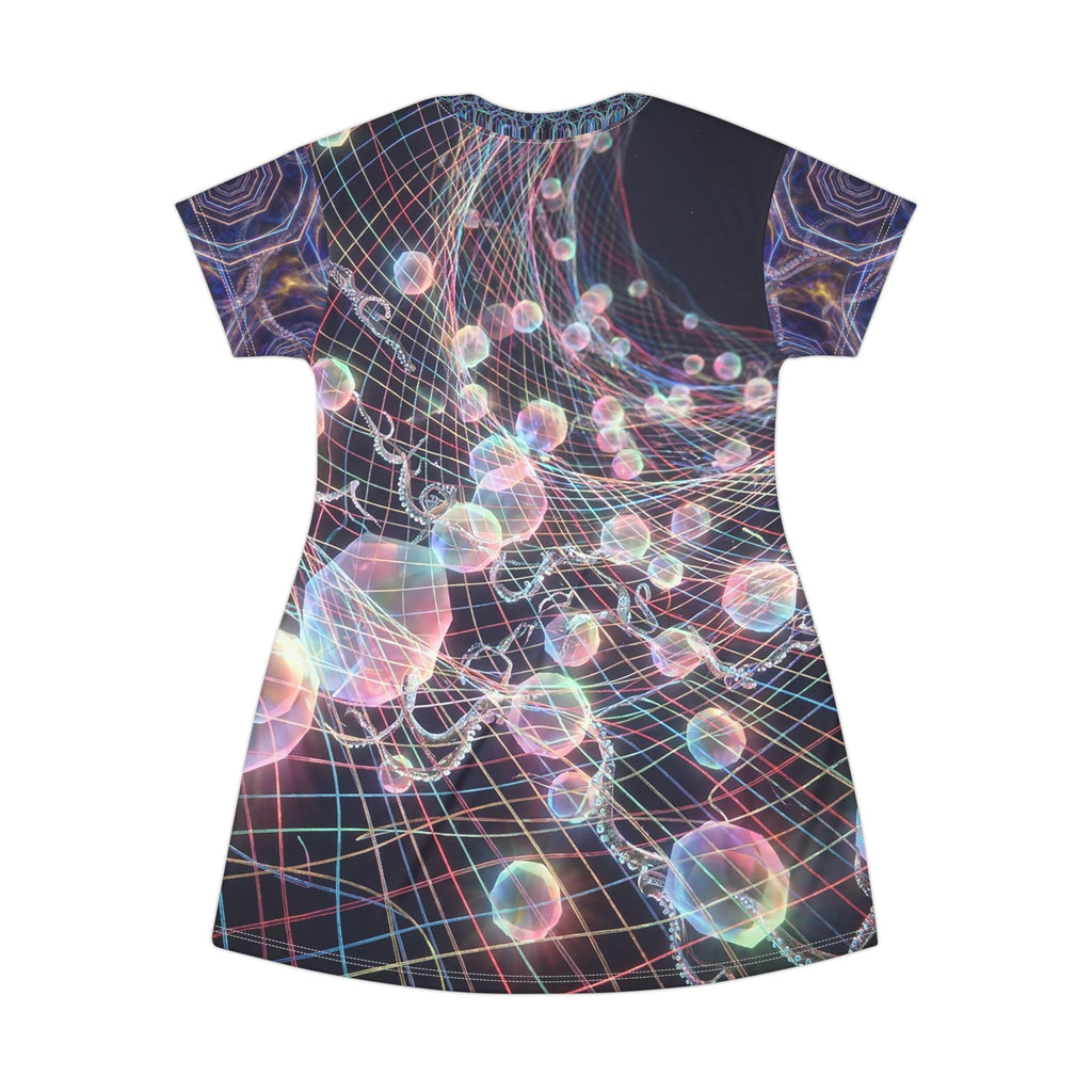 FLUXEDELIC COLLECTION - Psychedelic Bubble Grid T-Shirt Dress
