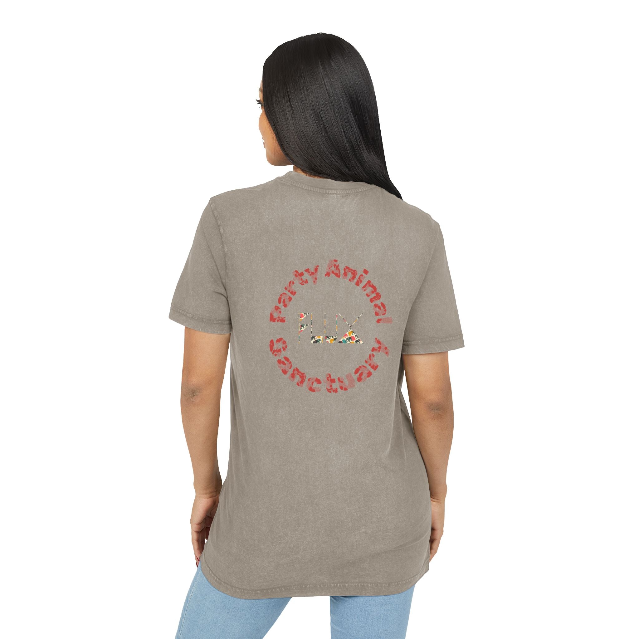 Acid Wash Star Tee : elephant— Vintage Black Graphic T‑Shirt (Party Animal Sanctuary Back Print)