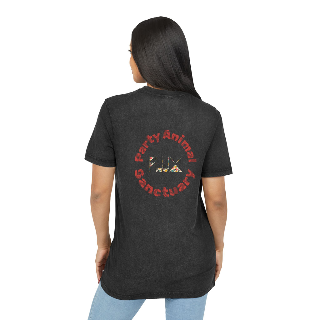 Acid Wash Star Tee : elephant— Vintage Black Graphic T‑Shirt (Party Animal Sanctuary Back Print)