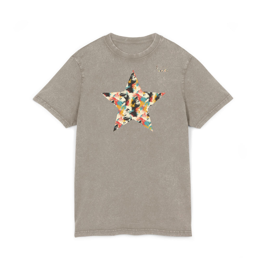 Acid Wash Star Tee — 'Party Animal Sanctuary' Graphic Cotton T-Shirt