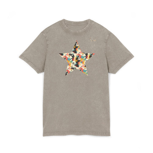 Acid Wash Star Tee — 'Party Animal Sanctuary' Graphic Cotton T-Shirt
