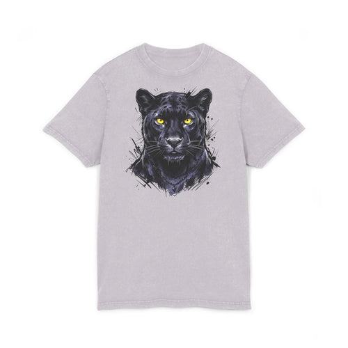 Black Panther Acid-Wash Tee - Yellow Eyes Graphic, 'Party Animal Sanctuary' Backprint