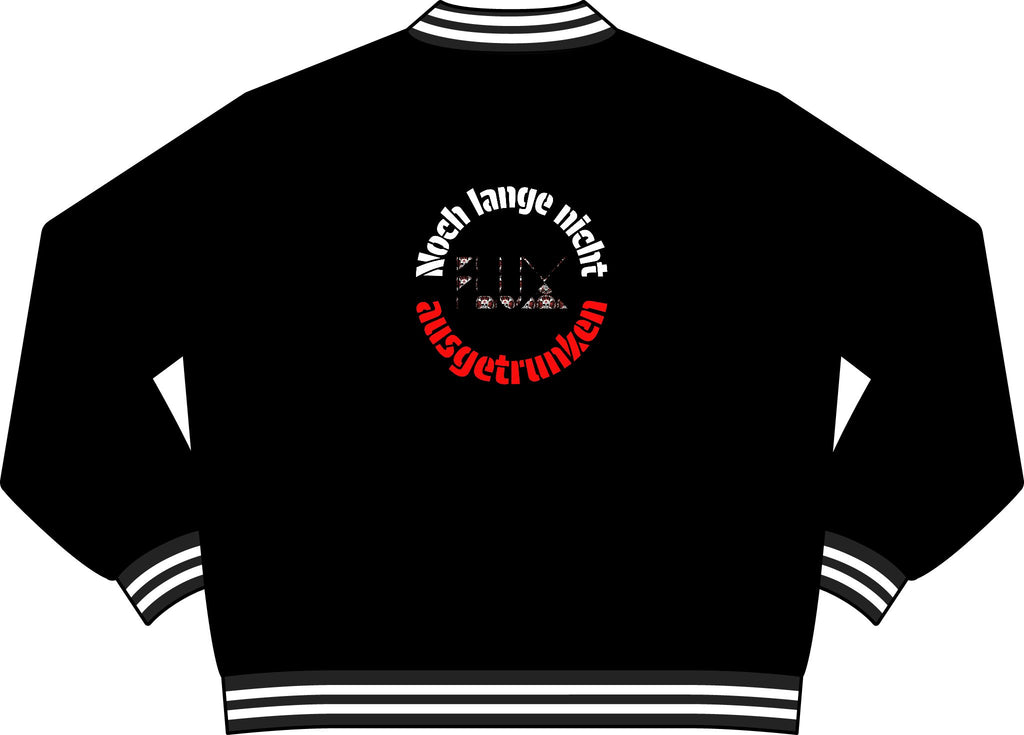 Varsity Bomber Jacket — "Noch lange nicht ausgetrunken" Retro Crest