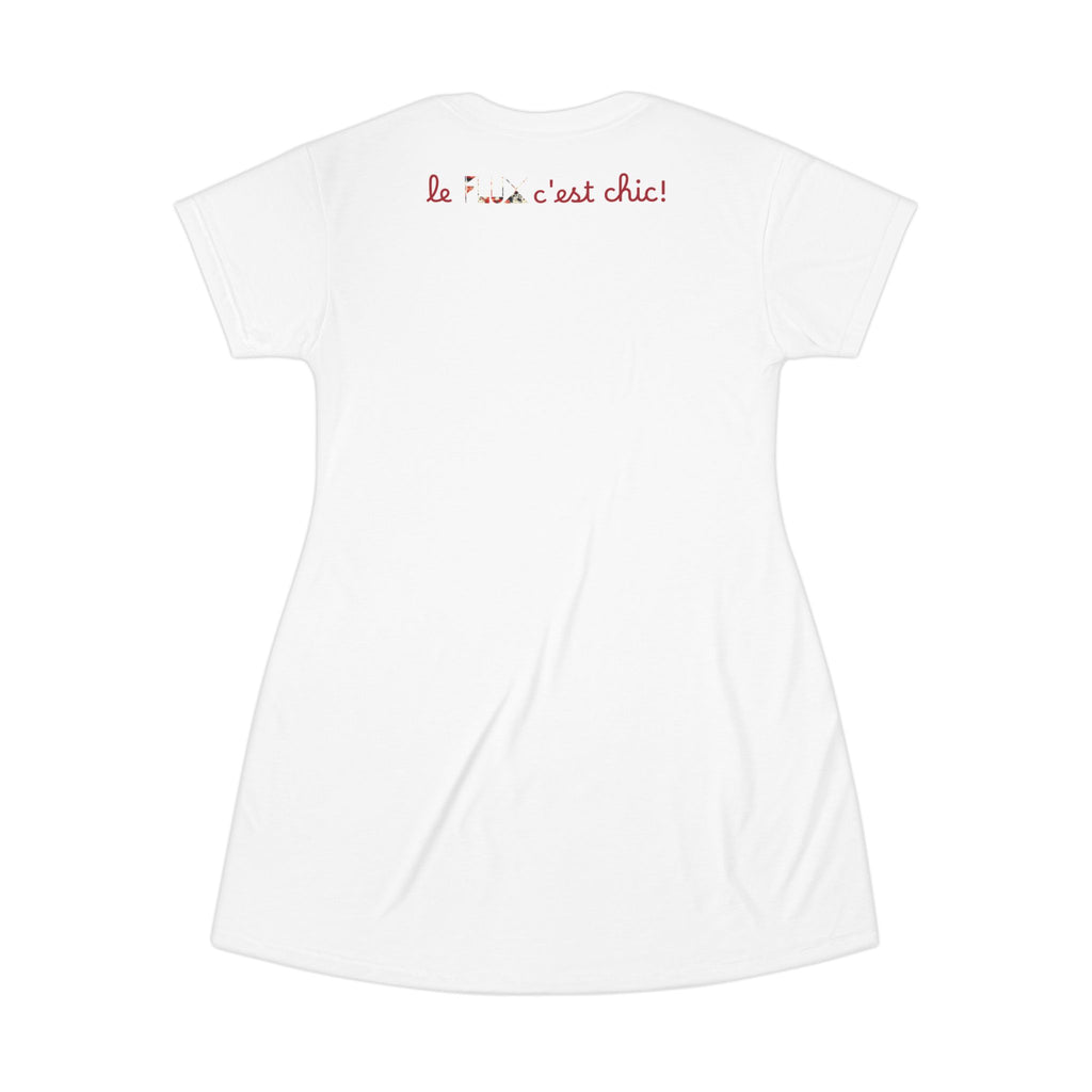 T-Shirt Dress — 'Fluxing Me Softly' Graphic T-Shirt Dress with Ripped Lip Design (Le Flux c'est chic)