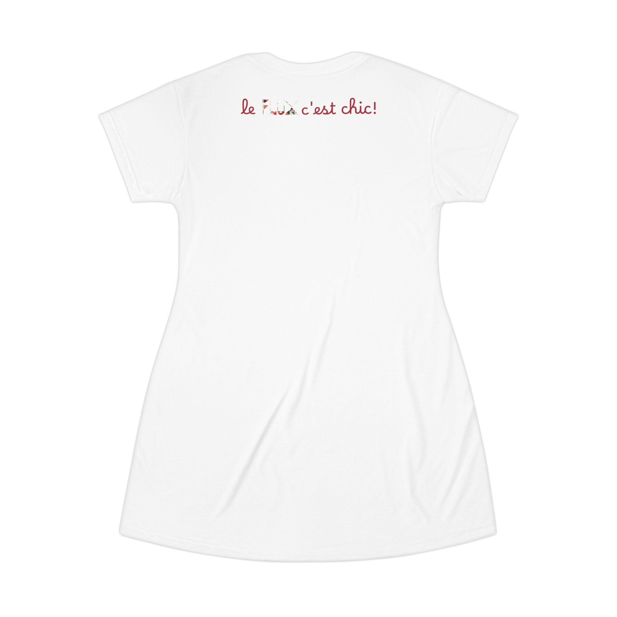 T-Shirt Dress — 'Fluxing Me Softly' Graphic T-Shirt Dress with Ripped Lip Design (Le Flux c'est chic)