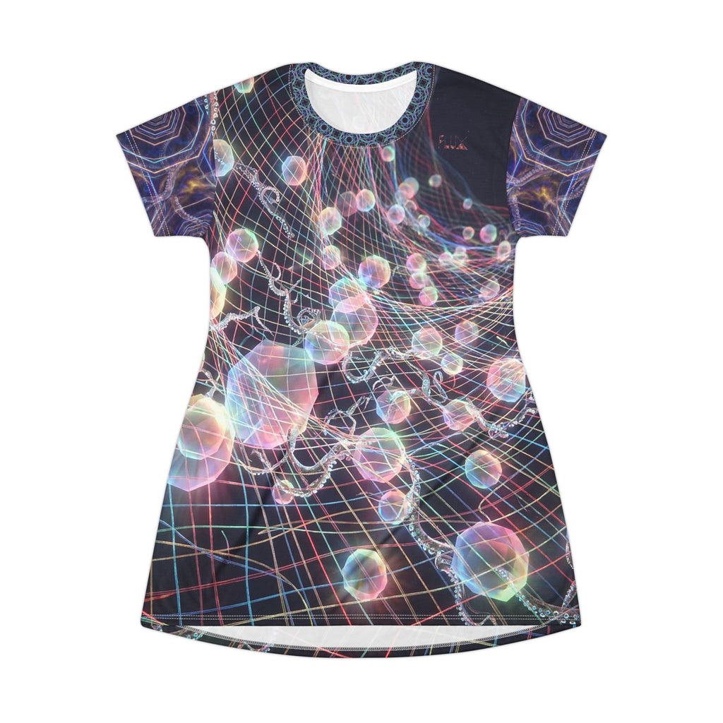 FLUXEDELIC COLLECTION - Psychedelic Bubble Grid T-Shirt Dress
