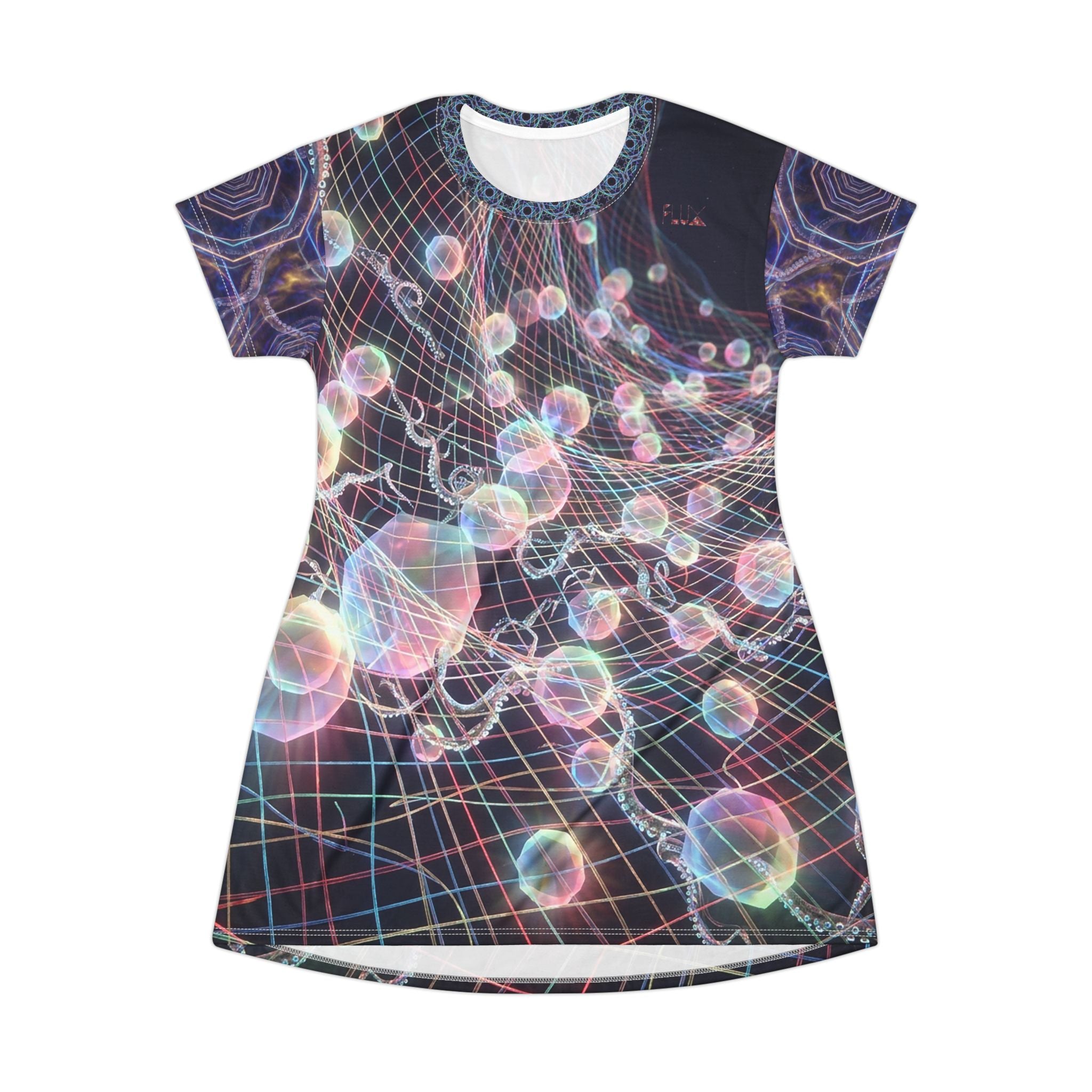 FLUXEDELIC COLLECTION - Psychedelic Bubble Grid T-Shirt Dress