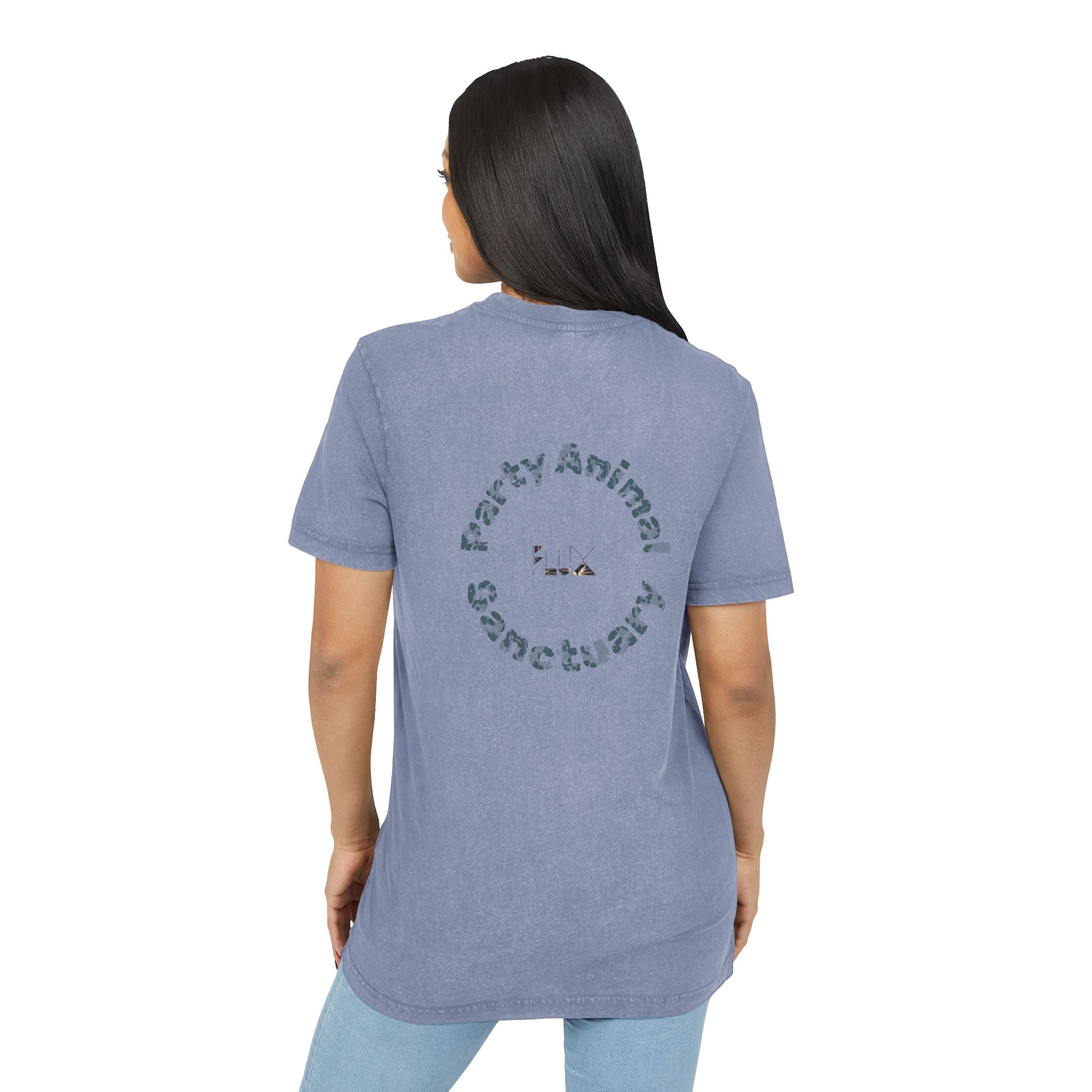 Black Panther Acid-Wash Tee - Yellow Eyes Graphic, 'Party Animal Sanctuary' Backprint