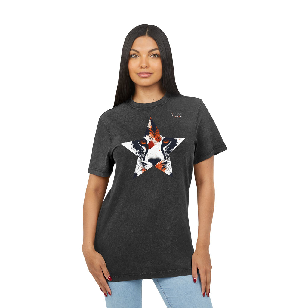 Acid Wash Star Leopard Tee — Party Animal Sanctuary Graphic T-Shirt