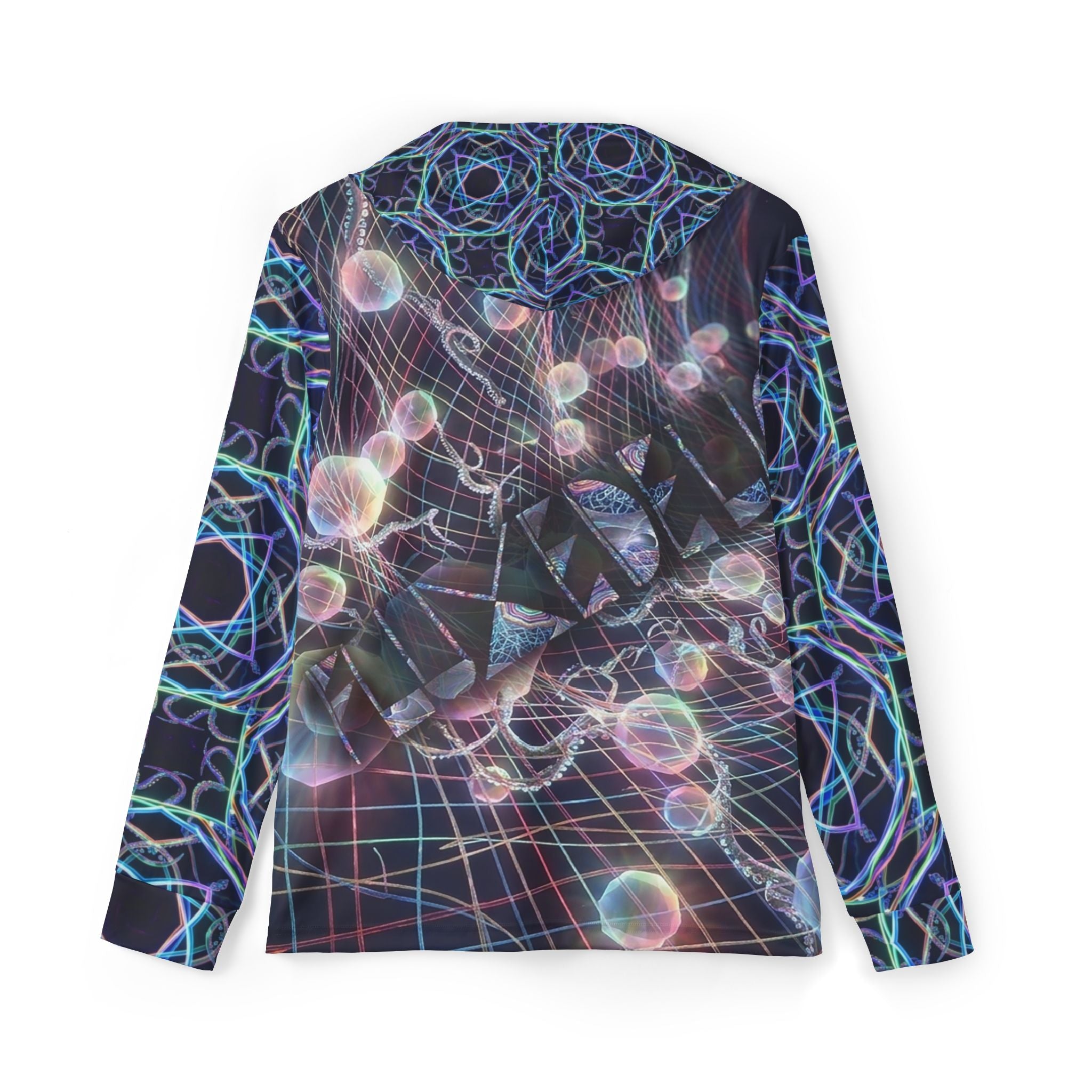 Psychedelic Geometric Hoodie — Men’s All-Over Neon Warmup Hoodie